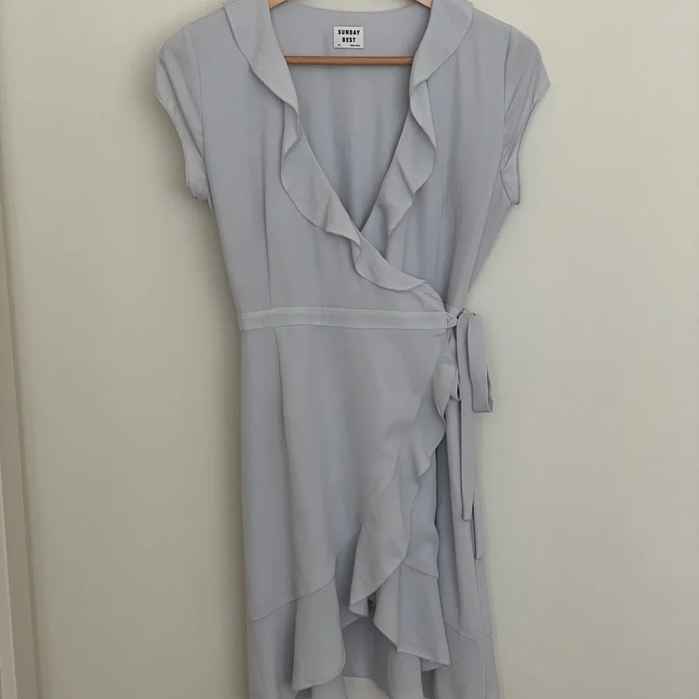 Sunday Best Light Blue Wrap Dress - Picture 1 of 3